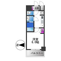 アドバンス大阪ベクエム 1Kの間取図画像