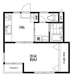 Ｔｅｒｒａｃｅ　Ｓｏｐｈｉａ 2階1DKの間取り