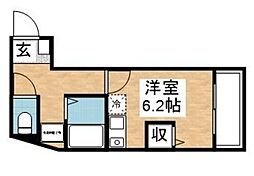 リック六本松 ワンルームの間取図画像