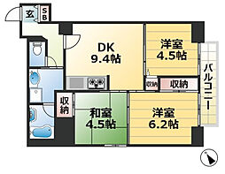 三宮パーク・ハイム 2階3DKの間取り