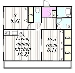 フォレスト南林間 2LDKの間取図画像