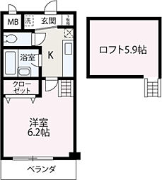 ＤＡＩＫＡＮ 2階1Kの間取り
