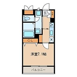 アレアデマンII 3階1Kの間取り