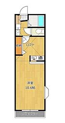 ブランシェ・ドミール 1階ワンルームの間取り