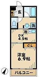 デルニエ 1DKの間取図画像