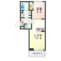 京都地下鉄東西線 太秦天神川駅 徒歩5分の賃貸アパート 3階1LDKの間取り