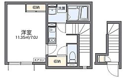 レオネクストYOU 2階1Kの間取り