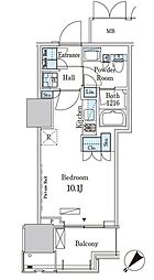 晴海フラッグ ポートヴィレッジ B棟 7階ワンルームの間取り