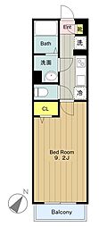 リブリ・堀之内 1Kの間取図画像