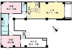 フォーリーフクローバー神楽坂 1階2LDKの間取り
