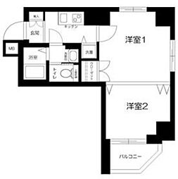 クローバーコート黒門町 6階2Kの間取り