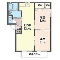 コート・エスポワールＢ 00201 ｜ 栃木県下野市下古山3261-16（賃貸アパート2LDK・2階・54.80㎡） その2