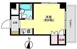 ホワイトウィング越野 5階ワンルームの間取り
