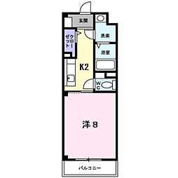 エスポワール西川 1Kの間取図画像
