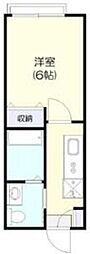 ハイツ凪 1階1Kの間取り