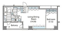コンフォリア新宿イーストサイドタワーアネックス 4階1LDKの間取り