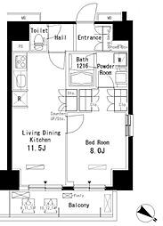 パークアクシス板橋本町弐番館 5階1LDKの間取り