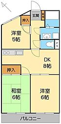 第2すくねハイツ 3DKの間取図画像