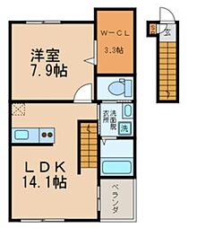 メゾンヒロ 3階1LDKの間取り