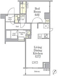 パークペルル池尻 1LDKの間取図画像