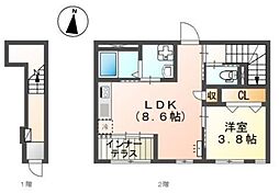 ペルラ 2階1LDKの間取り