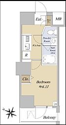 レガリス品川天王洲ベイサイドコート 1Kの間取図画像