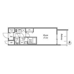 近鉄けいはんな線 長田駅 徒歩7分の賃貸マンション 11階1Kの間取り