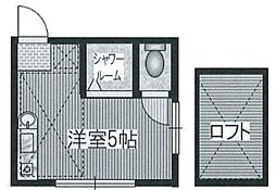 シエスタミント 2階ワンルームの間取り