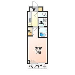 サムパティーク山科 2階1Kの間取り