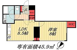 コスモビル 1LDKの間取図画像