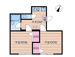 グリーンハイツII 2階2Kの間取り
