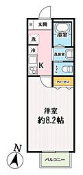 キャメル西所沢プレミア 2階1Kの間取り