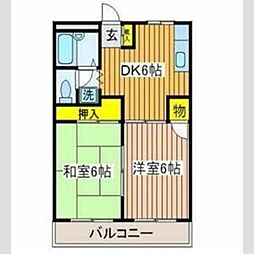 グリーンヒル南野2 2DKの間取図画像