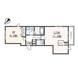 JR山手線 原宿駅 徒歩10分の賃貸マンション 2階1LDKの間取り