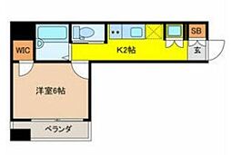 フォルトゥナ月島 1Kの間取図画像