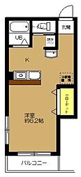 登美屋ビル 3階ワンルームの間取り