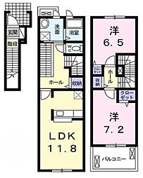 サンリットタウン越谷A 2LDKの間取図画像