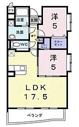 ラ・プルミエール 1階2LDKの間取り