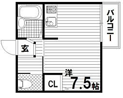 A-EAST須磨海浜公園 1階ワンルームの間取り