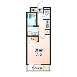 アッシュメゾン歌島橋3 1Kの間取図画像