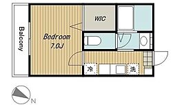 アレンデール 2階1Kの間取り