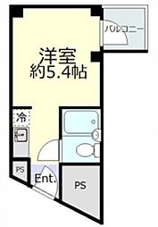ソフトタウン青山 5階ワンルームの間取り