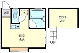 キャナル江古田 2階ワンルームの間取り