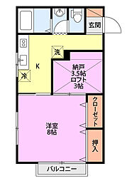 メイユール早通 1SKの間取図画像