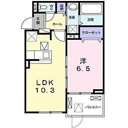 カーサアリビオ 1LDKの間取図画像
