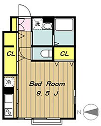 ミストグラス 1階1Kの間取り