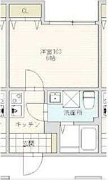 アーバンブルー高砂 1階1Kの間取り