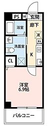 中台けやき苑 2階1Kの間取り