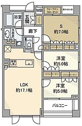 エクセレントシティ自由が丘 2階2SLDKの間取り