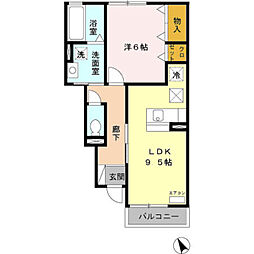 京王相模原線 多摩境駅 徒歩18分の賃貸アパート 1階1LDKの間取り